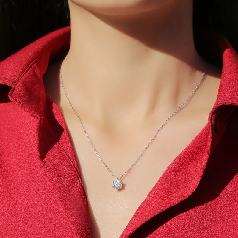 1 Carat Moissanite Diamond S925 Sterling Silver Necklace