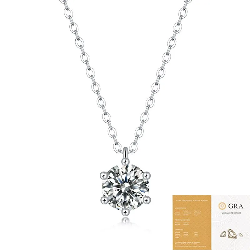 1 Carat Moissanite Diamond S925 Sterling Silver Necklace
