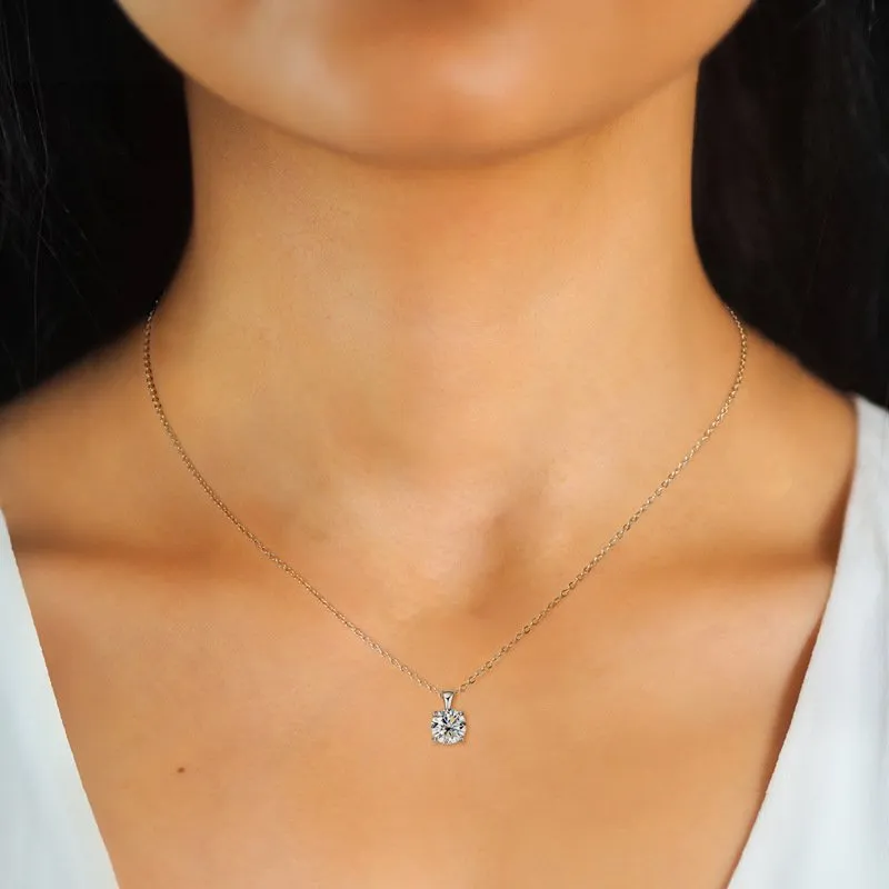 1 Carat Moissanite Diamond S925 Sterling Silver Necklace