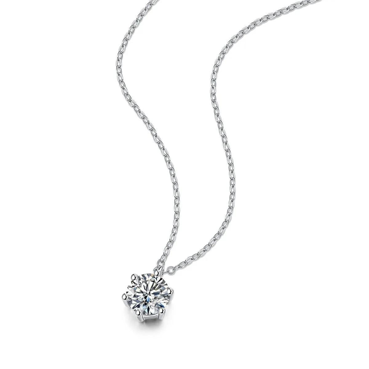 1 Carat Moissanite Diamond S925 Sterling Silver Necklace