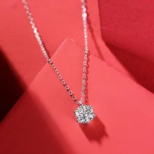 1 Carat Moissanite Diamond S925 Sterling Silver Necklace