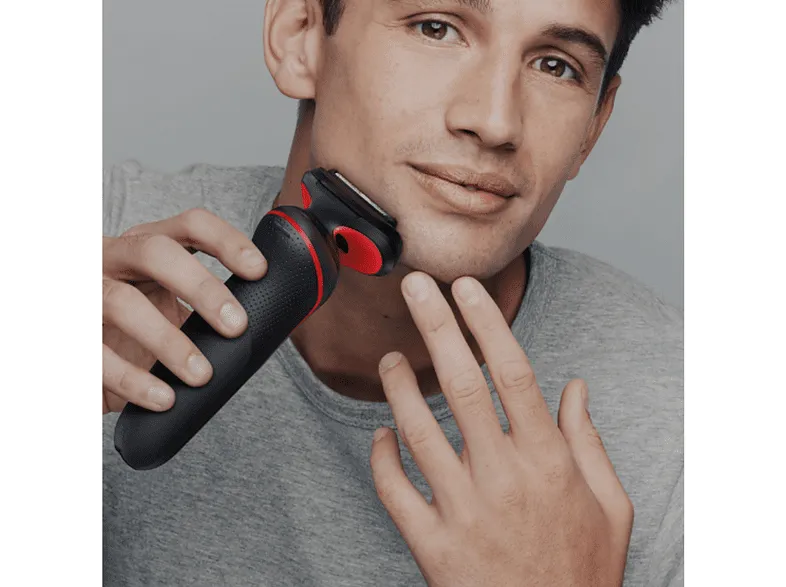 Afeitadora - Braun Series 5 51-R1200s, 3 Cuchillas, EasyClick, EasyClean,SensoFlex, Wet & Dry, Accesorio para corte de pelo, Rojo