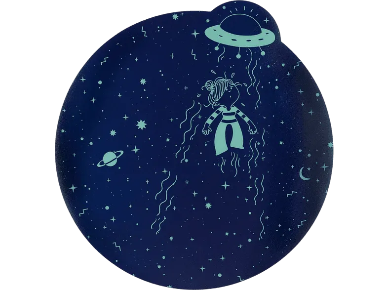 Alfombrilla gaming - La Volátil WVOALF001, Ovni sobre una galaxia, Flexible, Verde agua