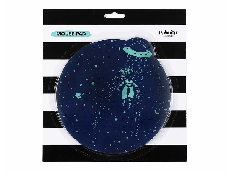 Alfombrilla gaming - La Volátil WVOALF001, Ovni sobre una galaxia, Flexible, Verde agua