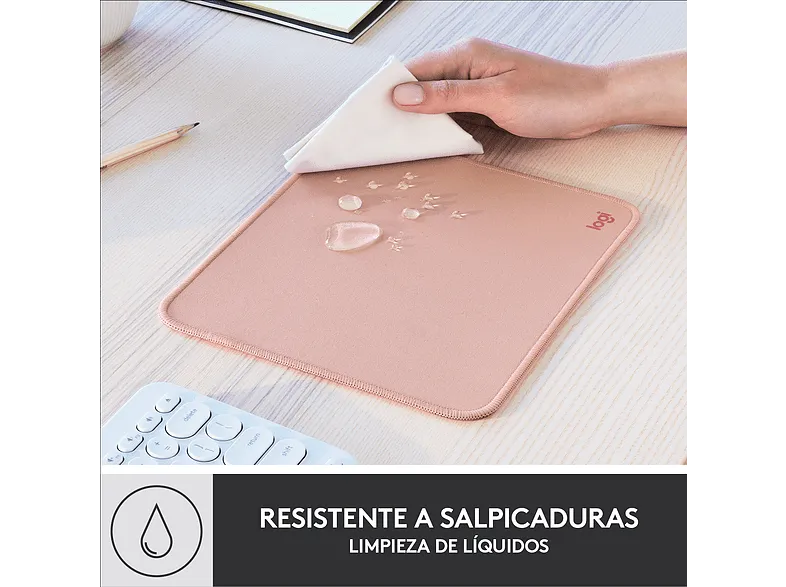 Alfombrilla ratón - Logitech  Mouse Pad Studio Series, Nylon/ PoliésterCaucho, Rosa