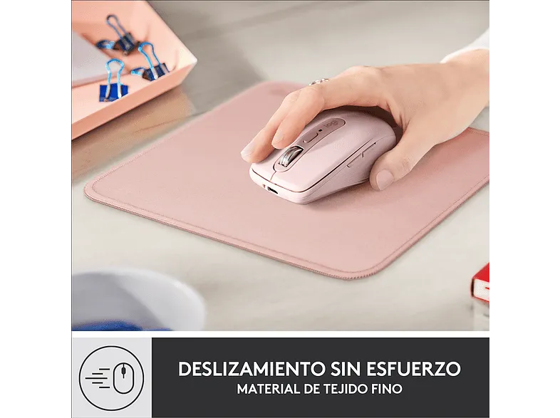 Alfombrilla ratón - Logitech  Mouse Pad Studio Series, Nylon/ PoliésterCaucho, Rosa