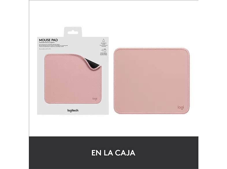 Alfombrilla ratón - Logitech  Mouse Pad Studio Series, Nylon/ PoliésterCaucho, Rosa