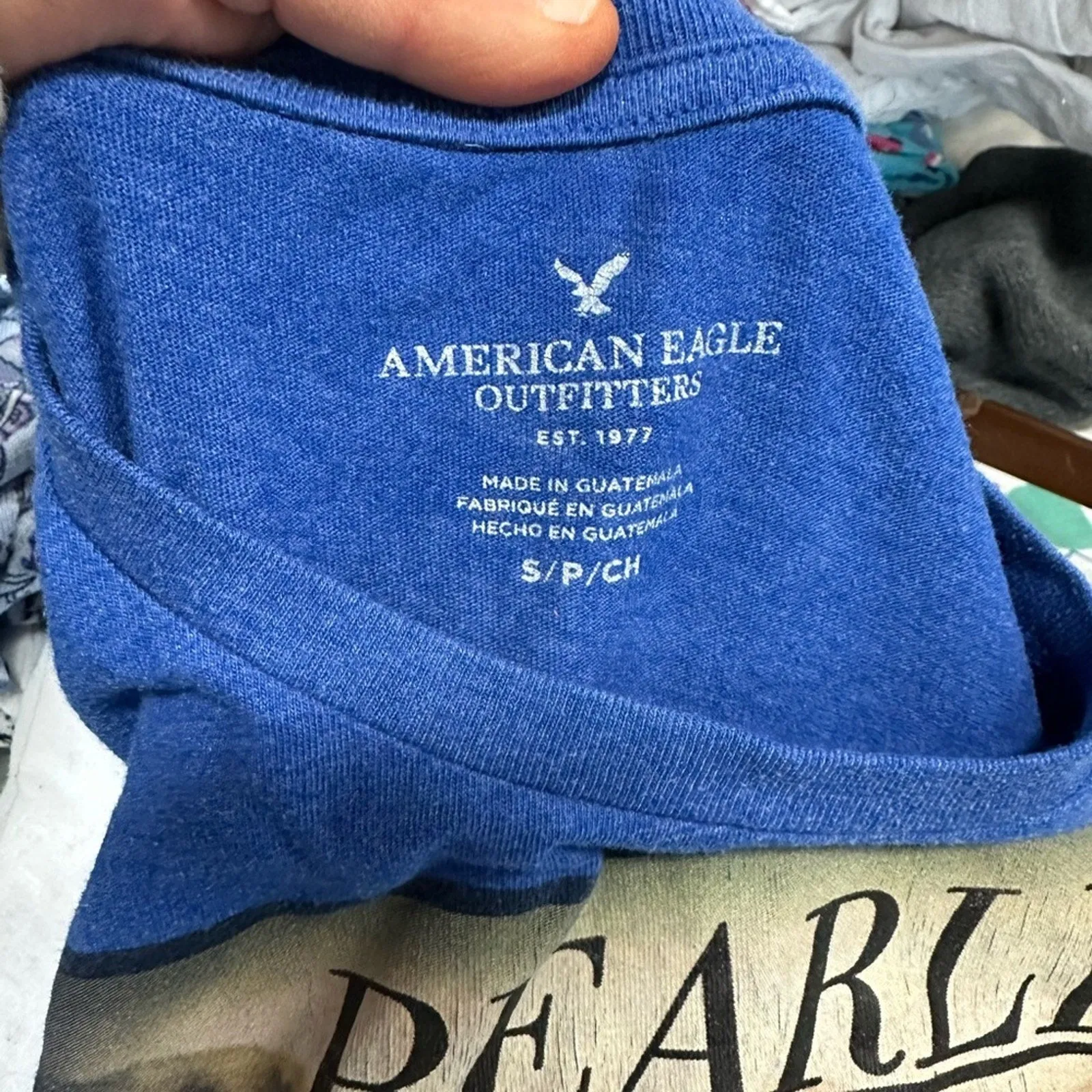 American Eagle Outfitters Blue Short Sleeve Tee with Graphic Print