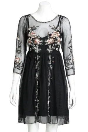 Beaded Mesh Black Cocktail Dress