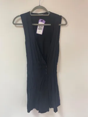 Black playsuit with buttons, Miss Selfridge, Size 10 (Viscose)