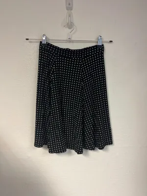 Black polka dot high rise skater skirt, Miss Selfridge, Size 8 (Viscose, Elastane)