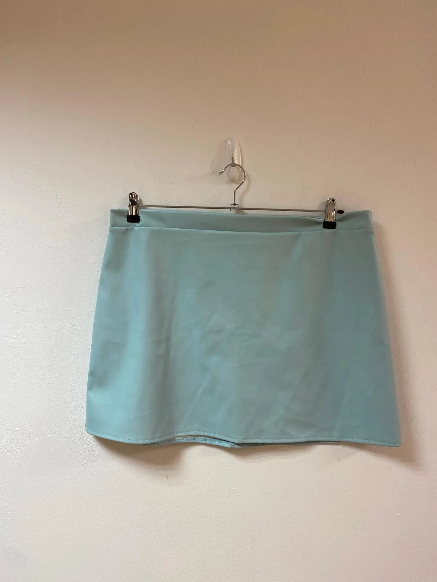 Blue pvc a-line mini skirt, Miss Selfridge, Size 18 (Polyester, Polyurethane)