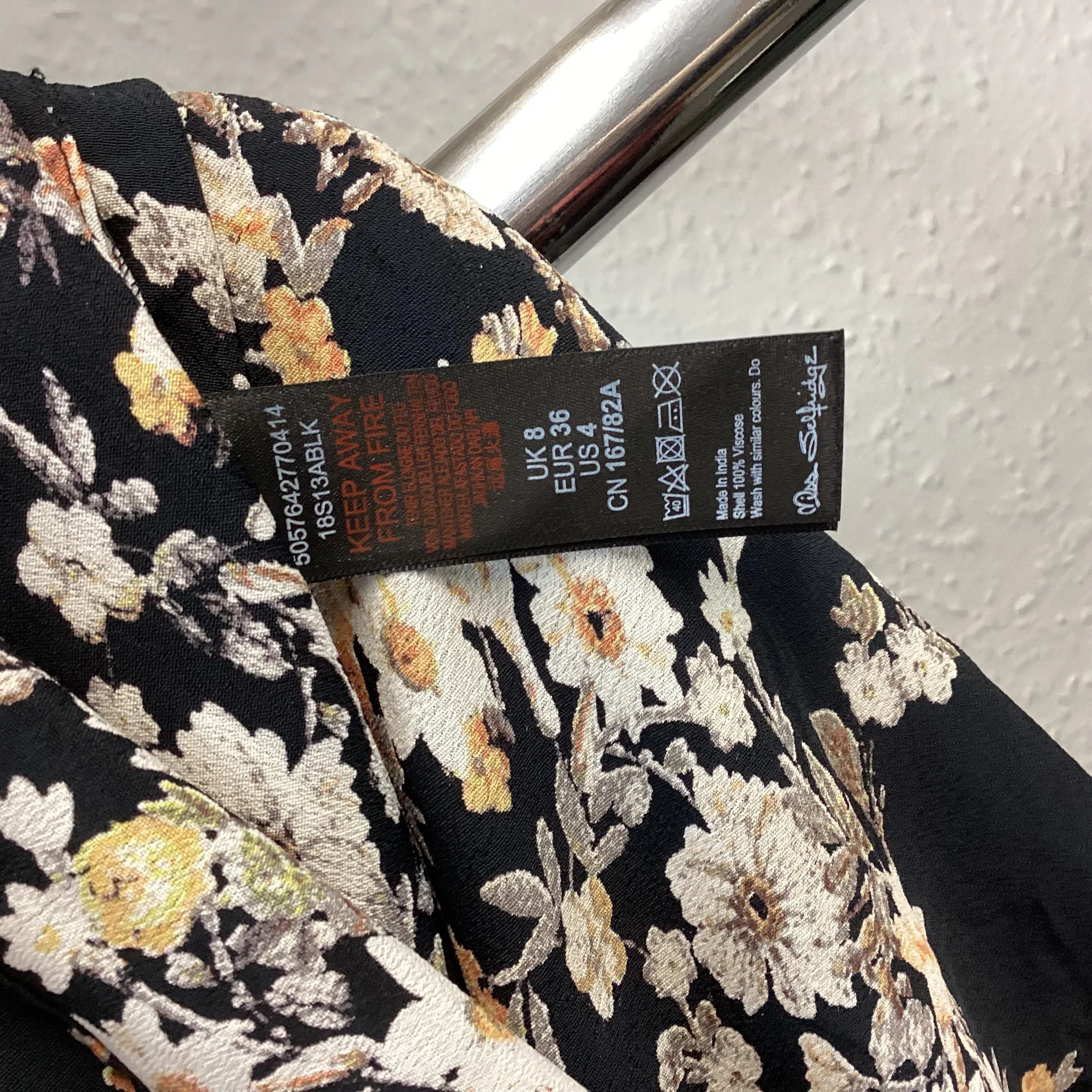 BNWT Miss Selfridge Black Floral Dress Size 8