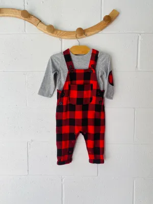 Buffalo Check Overalls   Grey Long Sleeve Outfit, 6-12 months