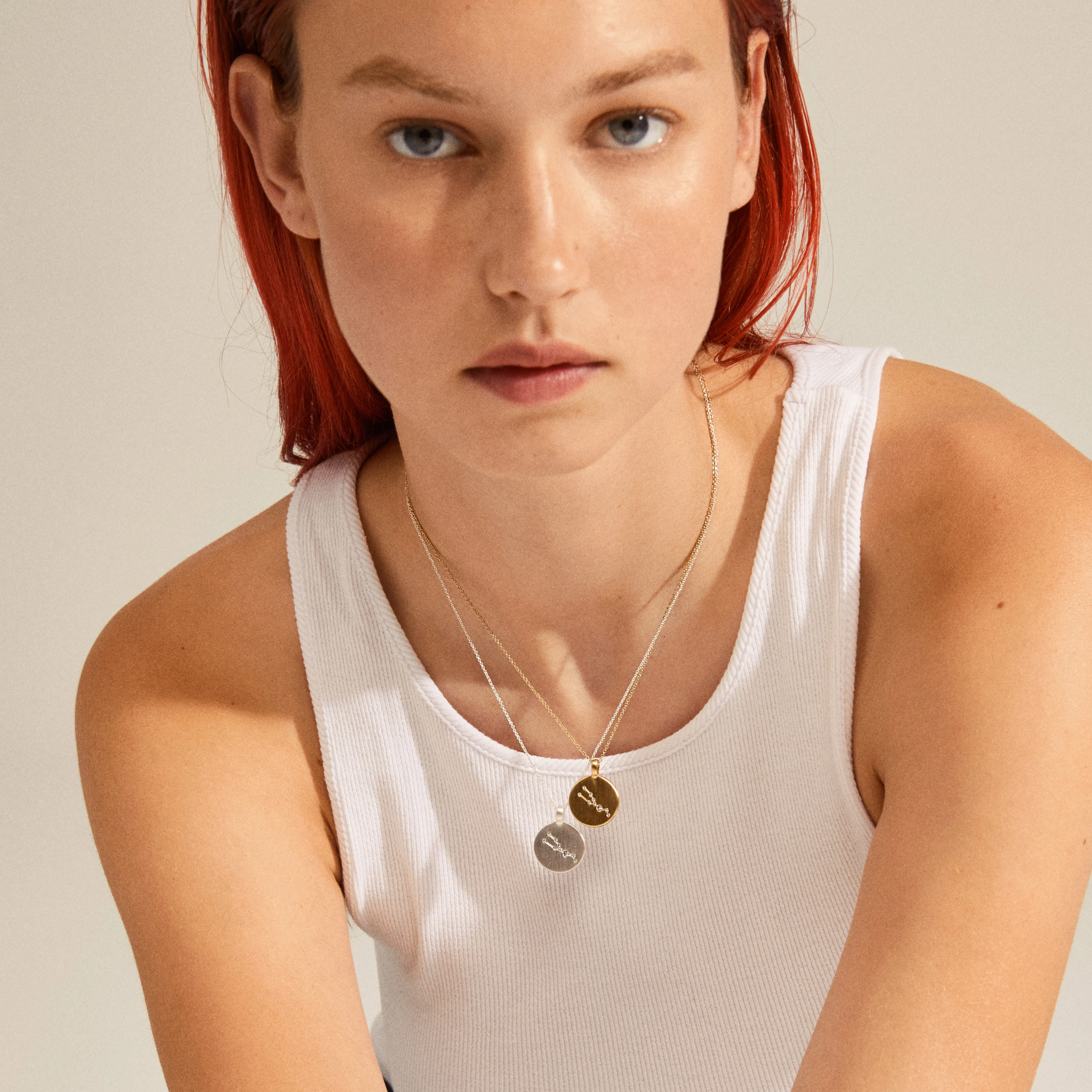 CAPRICORNUS Zodiac Sign Coin Necklace, silver-plated