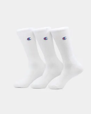 Champion 3 Pack C Logo Crew Socks White