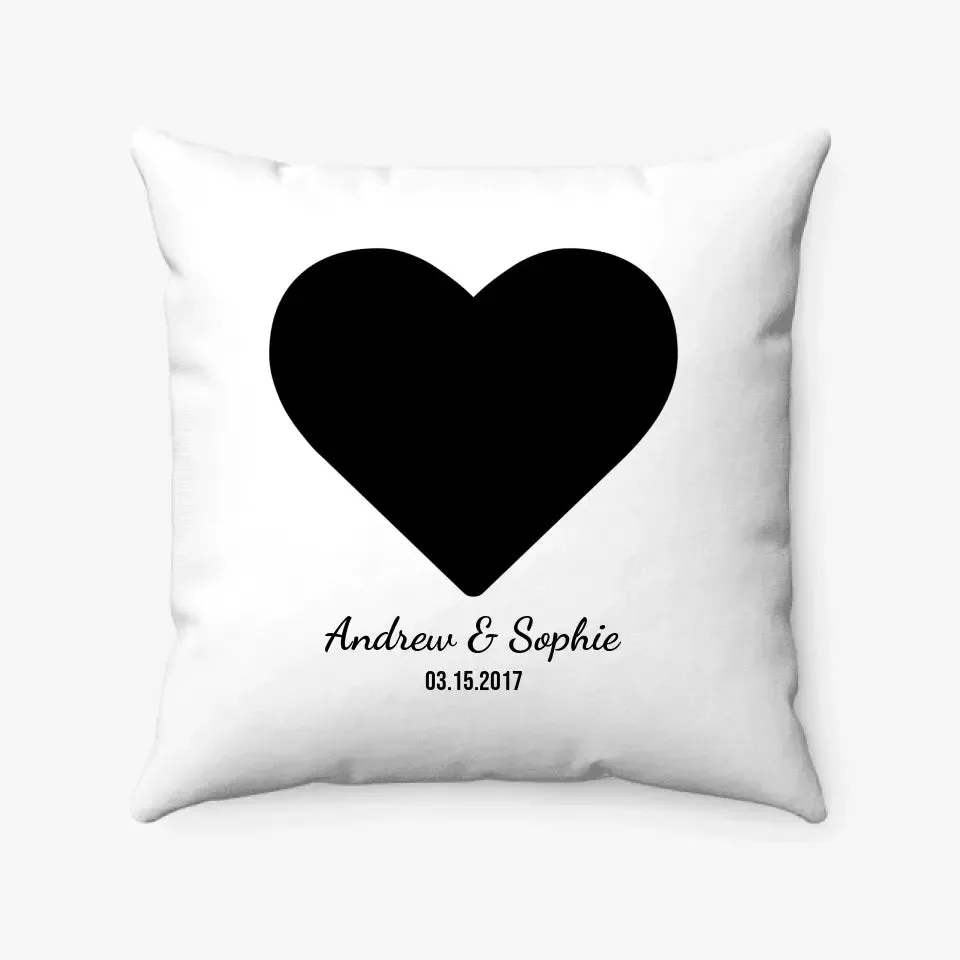 Custom Photo Heart Pillow with Couple Names   Date
