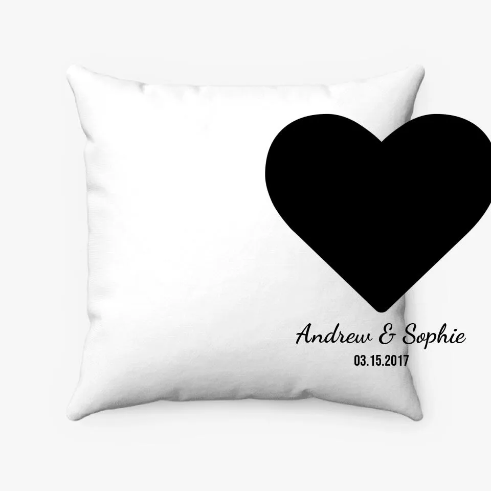 Custom Photo Heart Pillow with Couple Names   Date