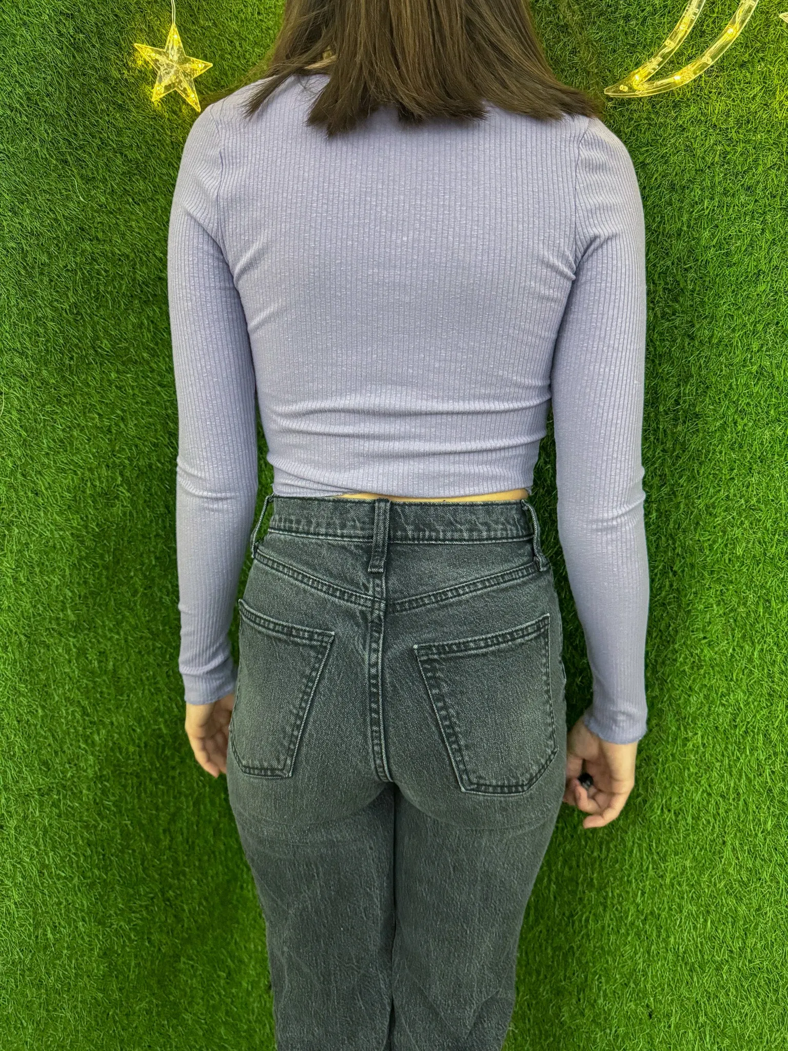 Eat The Rich Scoop Neck Cropped Long Sleeve XS