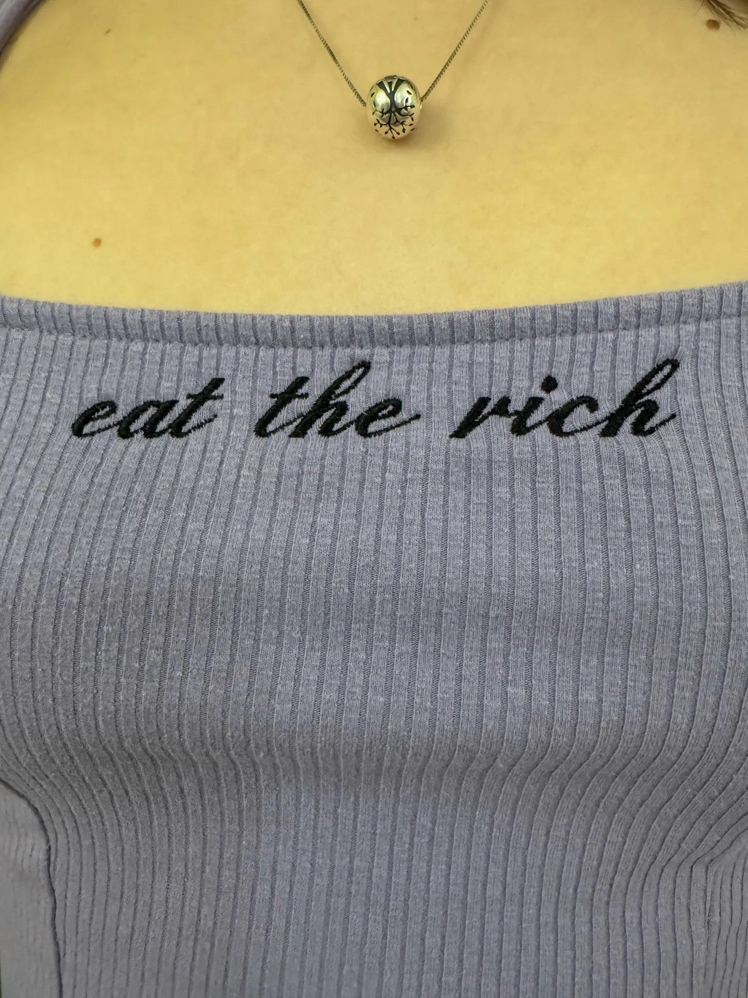 Eat The Rich Scoop Neck Cropped Long Sleeve XS