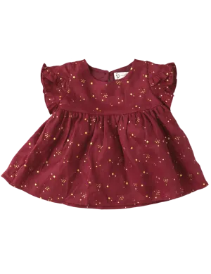 Ella Baby Girl Linen Dress - Golden Stars