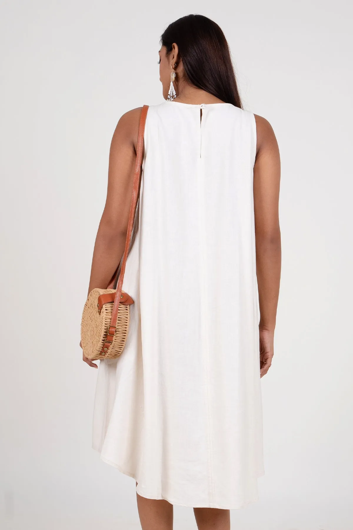 Envogue Women's Sleeve Less Chic Casual Linen Dress