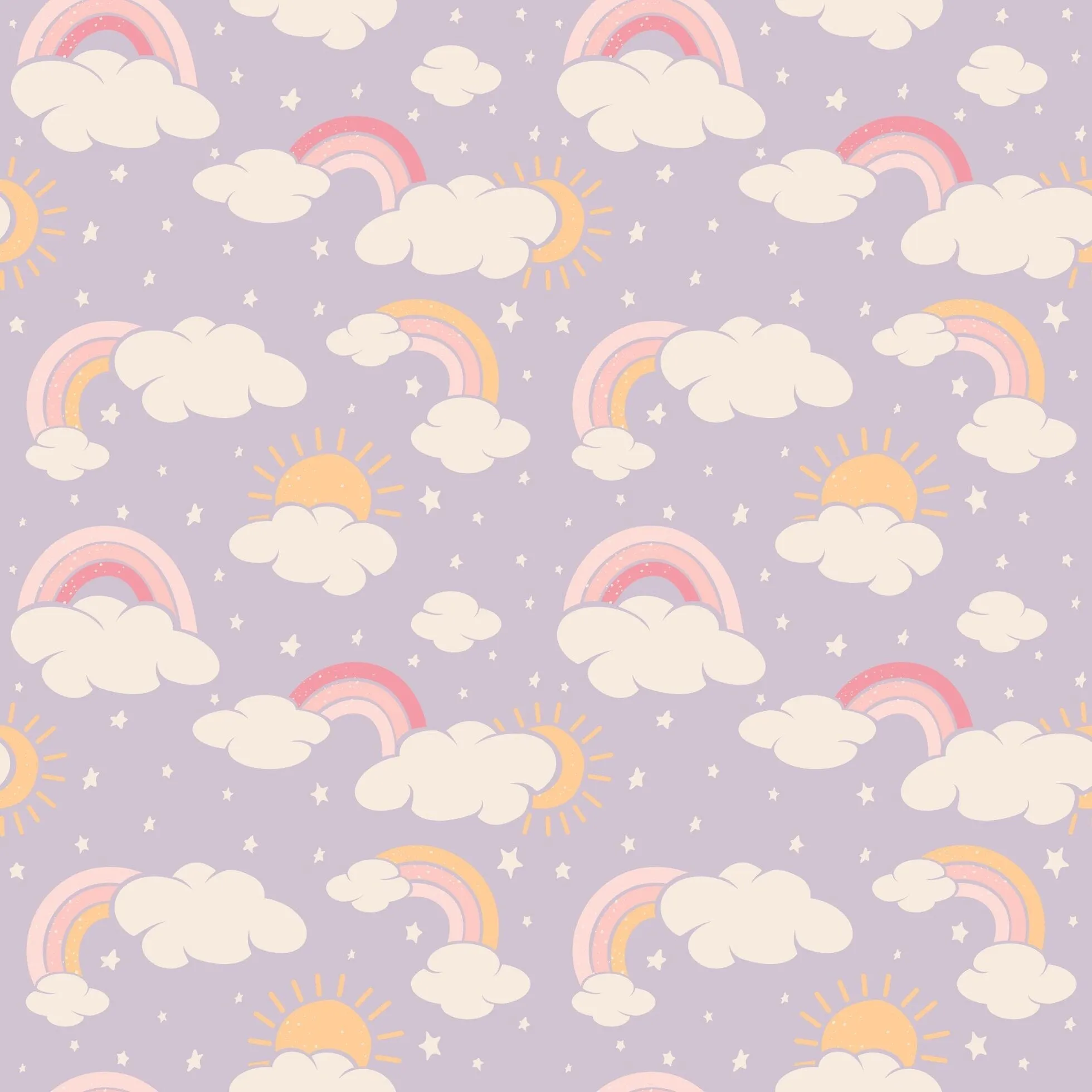Lavender Rainbows and Clouds Smocked Vintage Dress