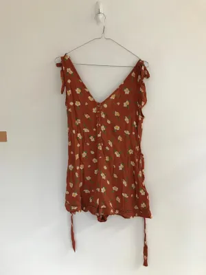 Orange Floral Playsuit, Miss Selfridge, Size 12 (Viscose)