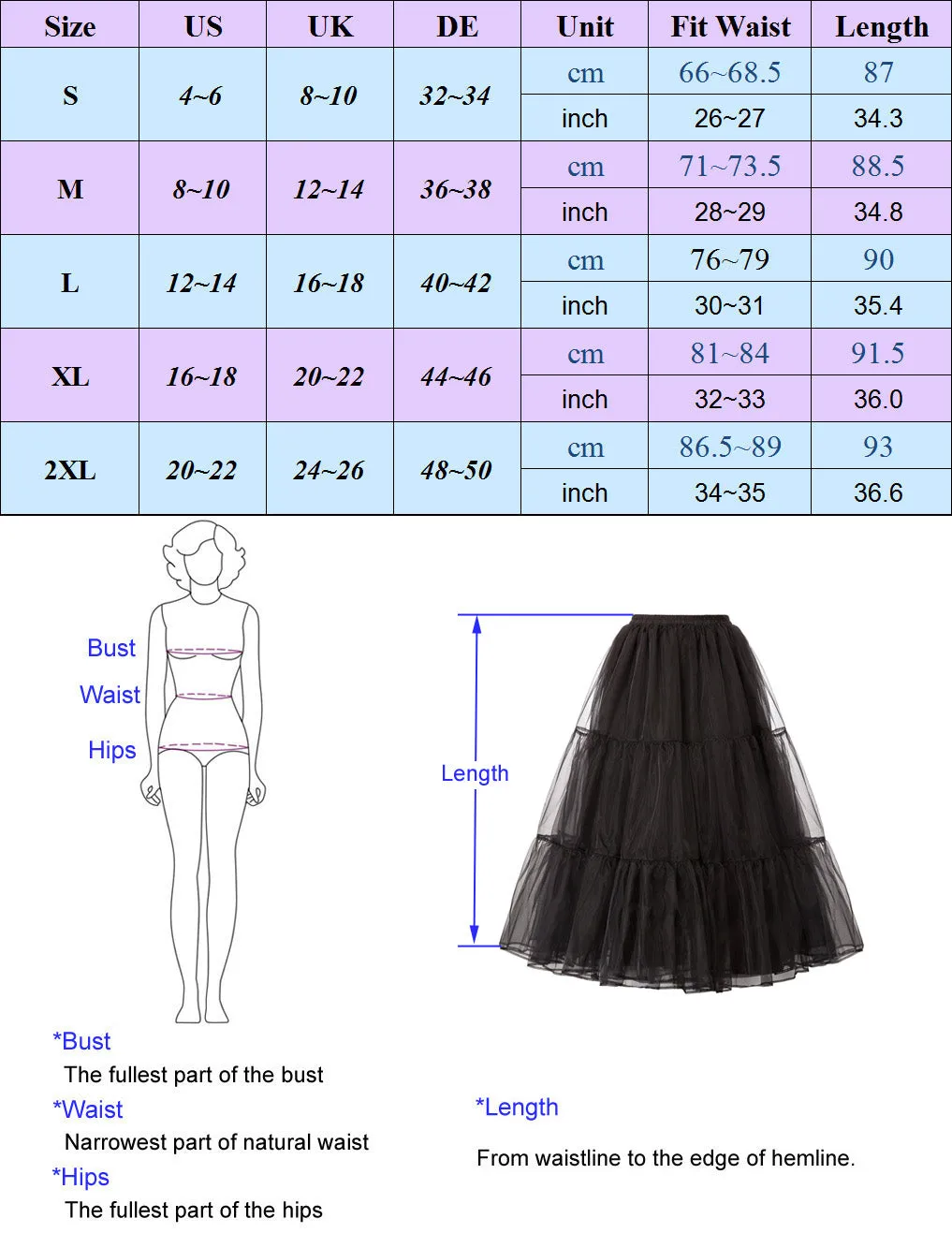 Organza Petticoat Underskirt Crinoline 3 Tiers Vintage Retro Dress