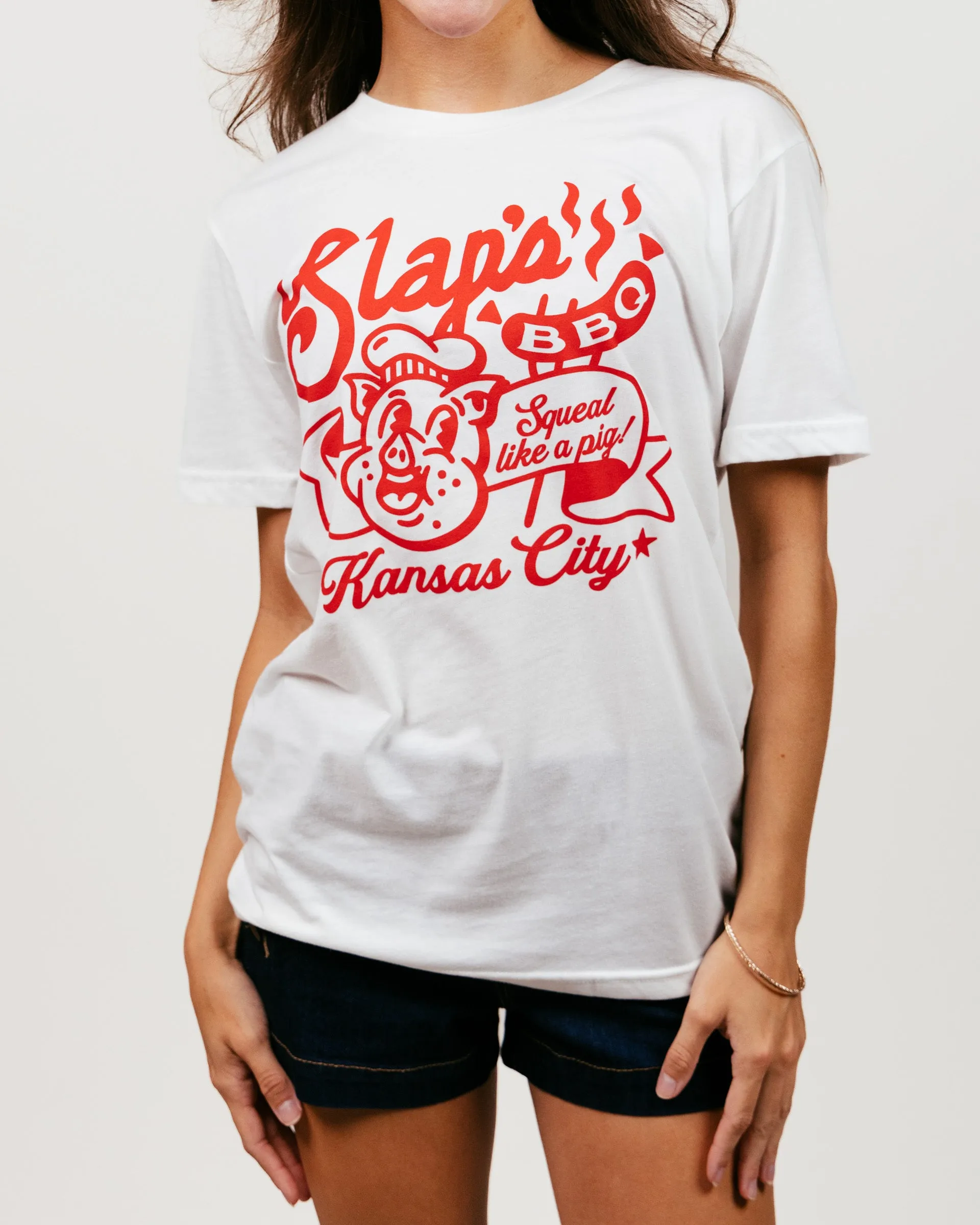 Slaps BBQ Squeal Like A Pig Vintage White T-Shirt
