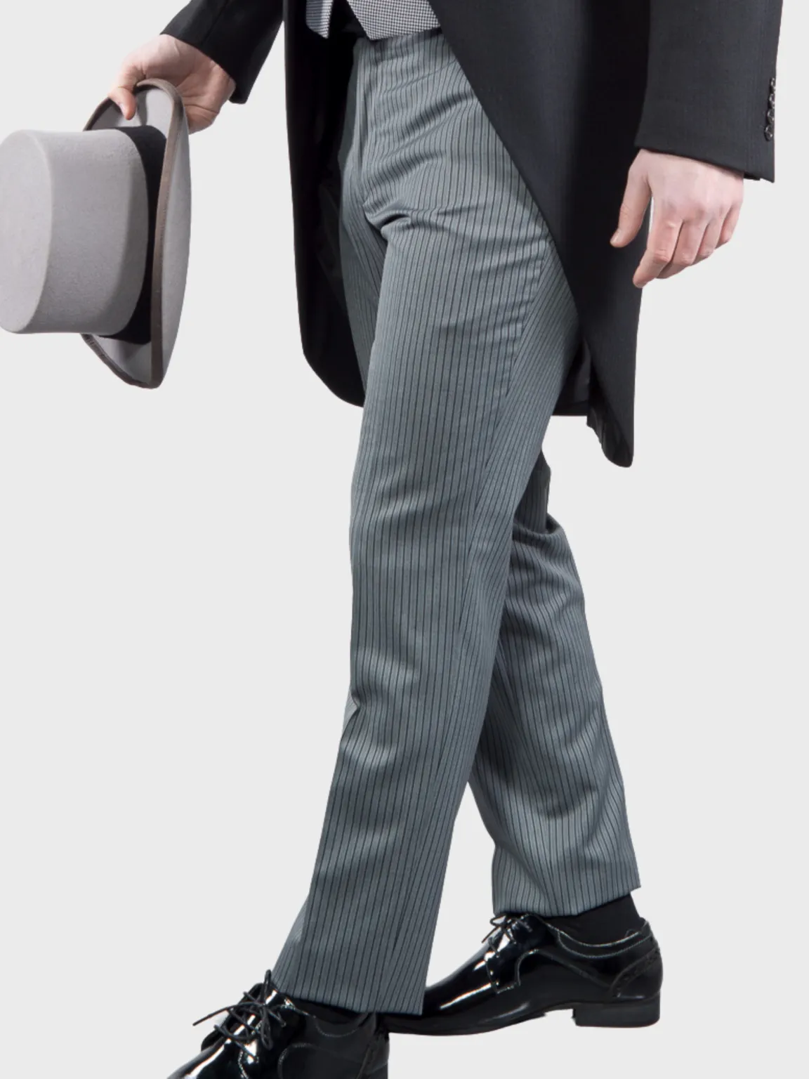 Torre Men's Modern Grey Stripe Morning Trousers