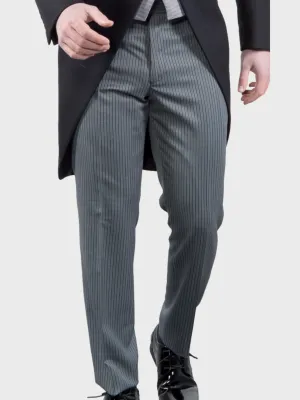 Torre Men's Modern Grey Stripe Morning Trousers