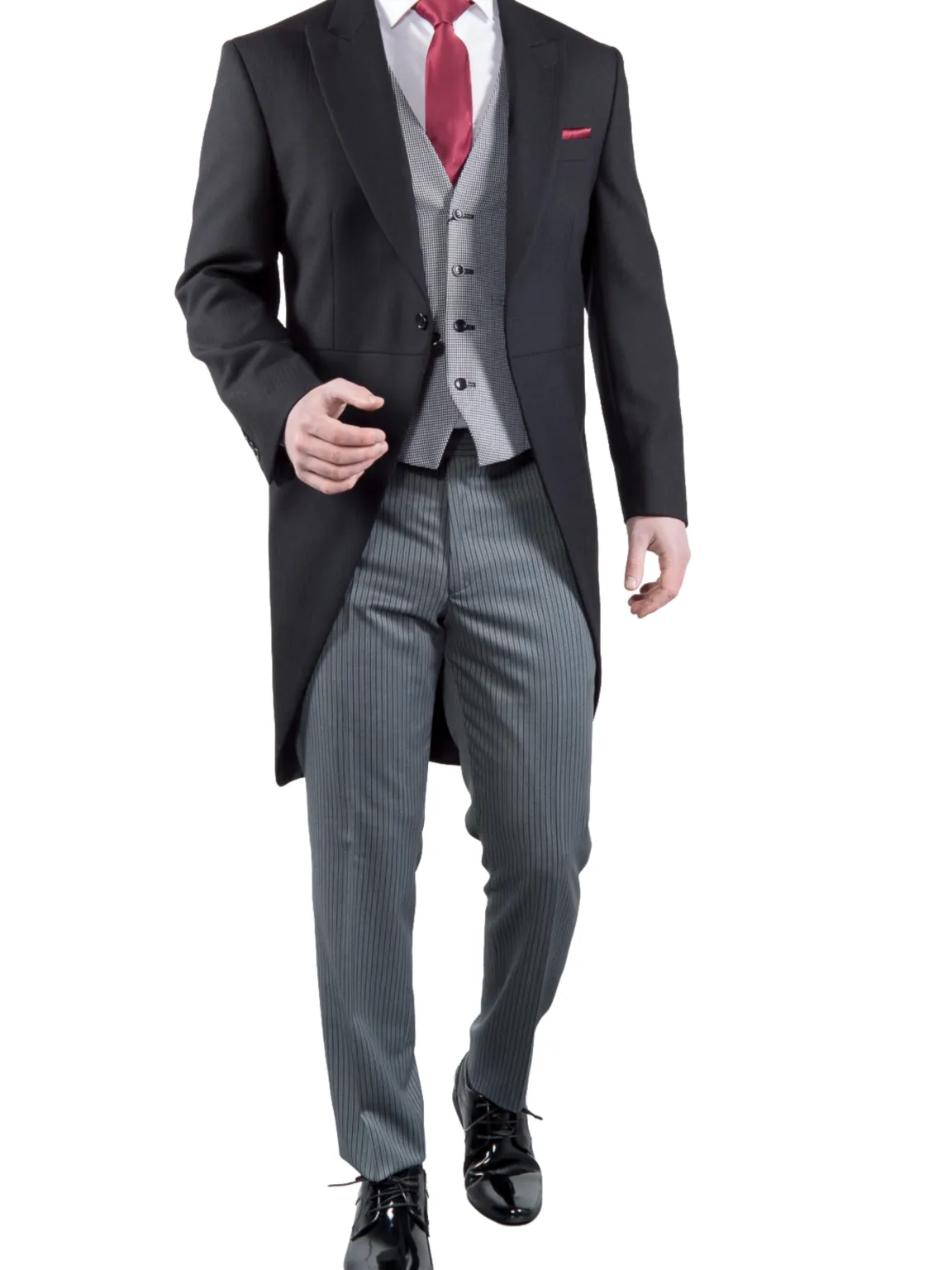 Torre Men's Modern Grey Stripe Morning Trousers