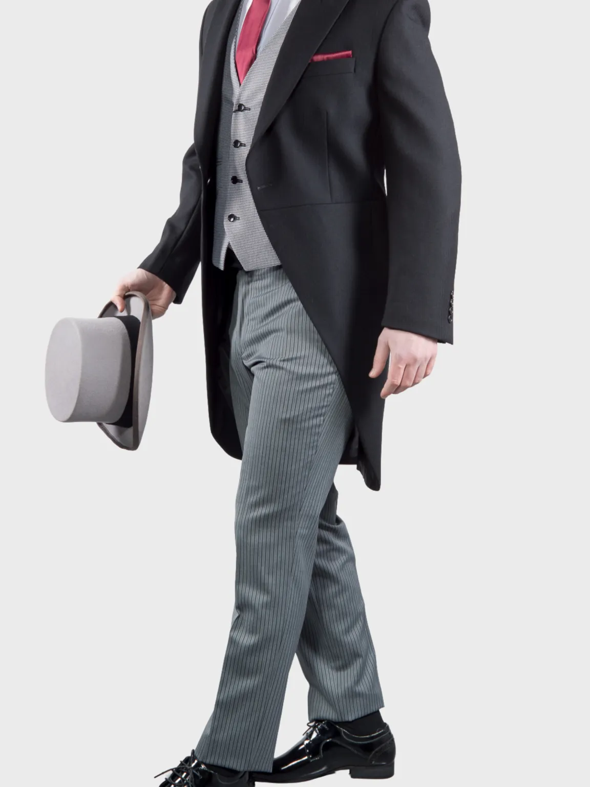 Torre Men's Modern Grey Stripe Morning Trousers