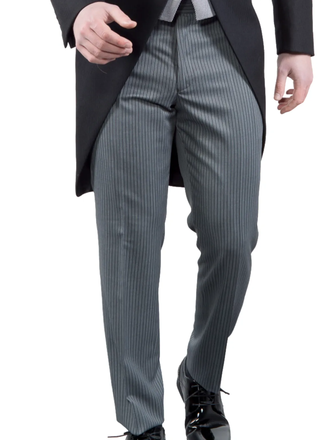 Torre Men's Modern Grey Stripe Morning Trousers