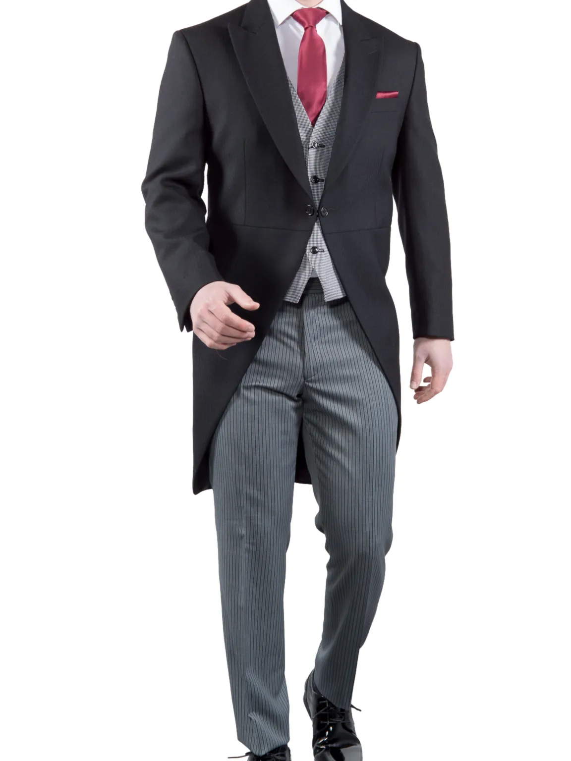 Torre Men's Modern Grey Stripe Morning Trousers