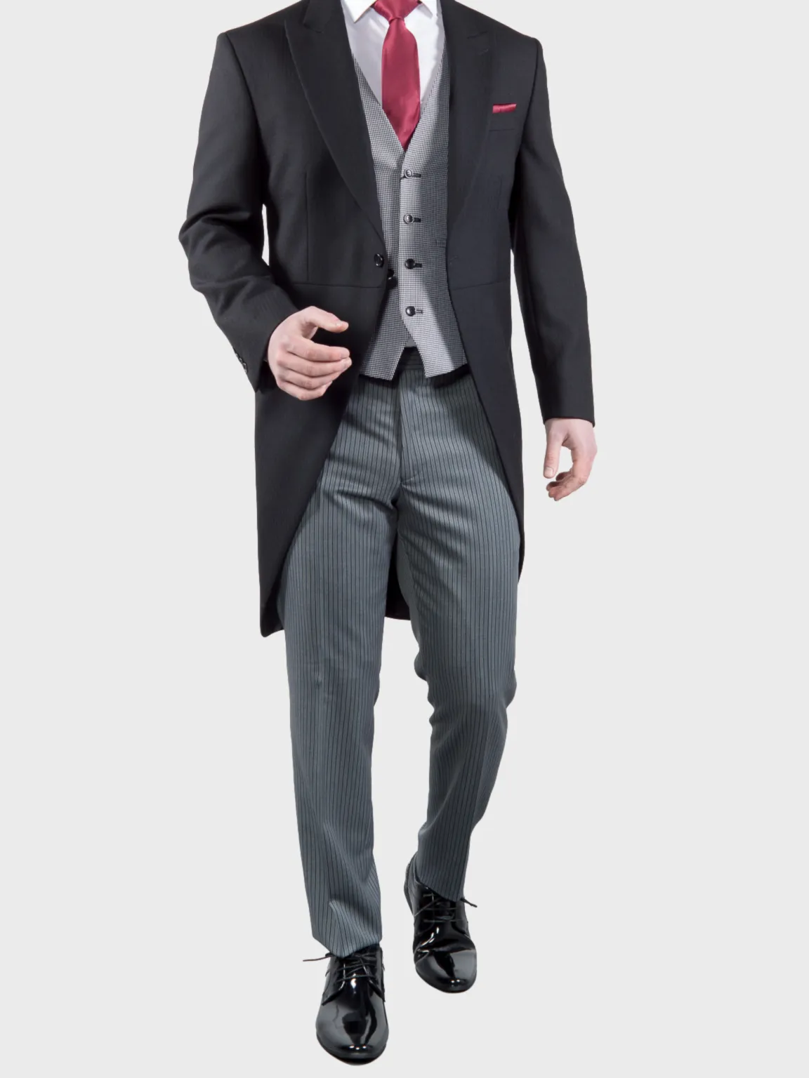 Torre Men's Modern Grey Stripe Morning Trousers